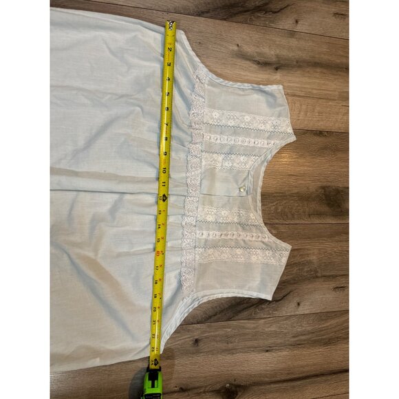 Vintage Gilead Lingerie Nightgown 1X Blue Lace Trim Sleeveless 50% Polyester 50% - Picture 6 of 9